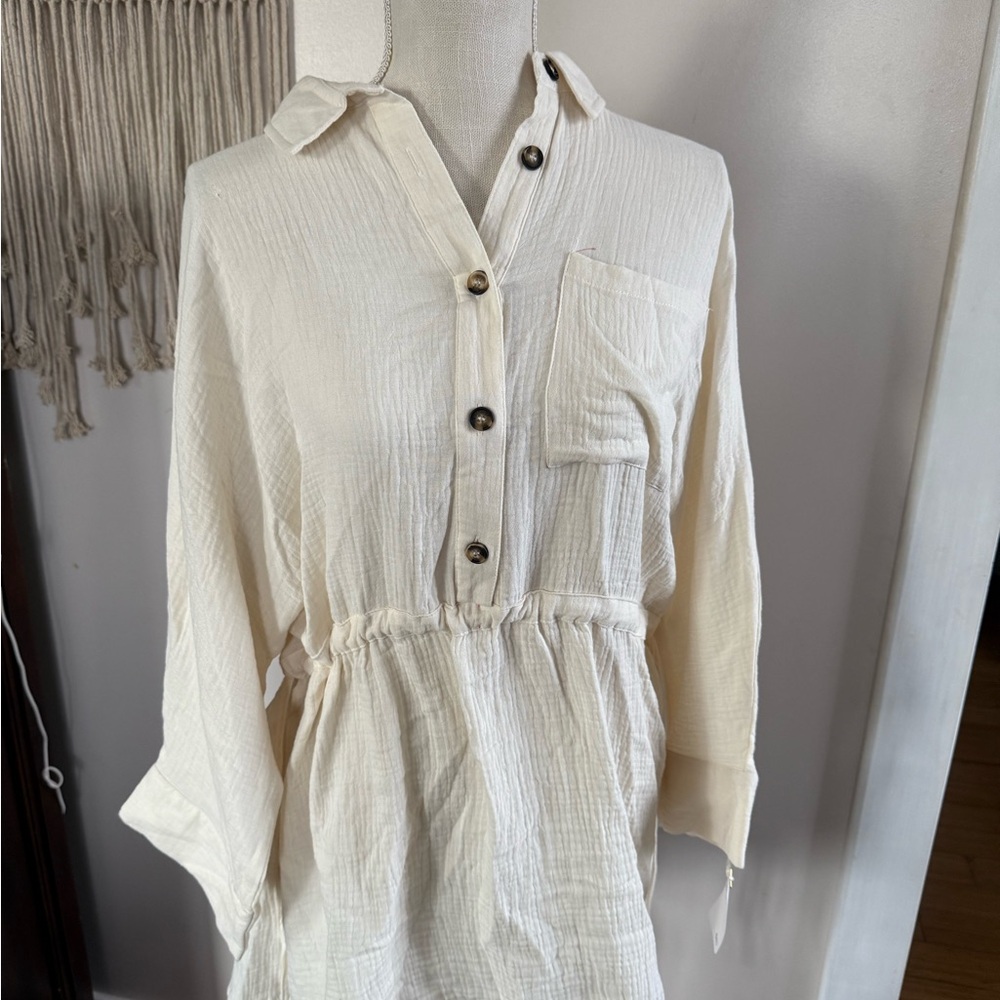 Elegant Cream Long Sleeve Dress